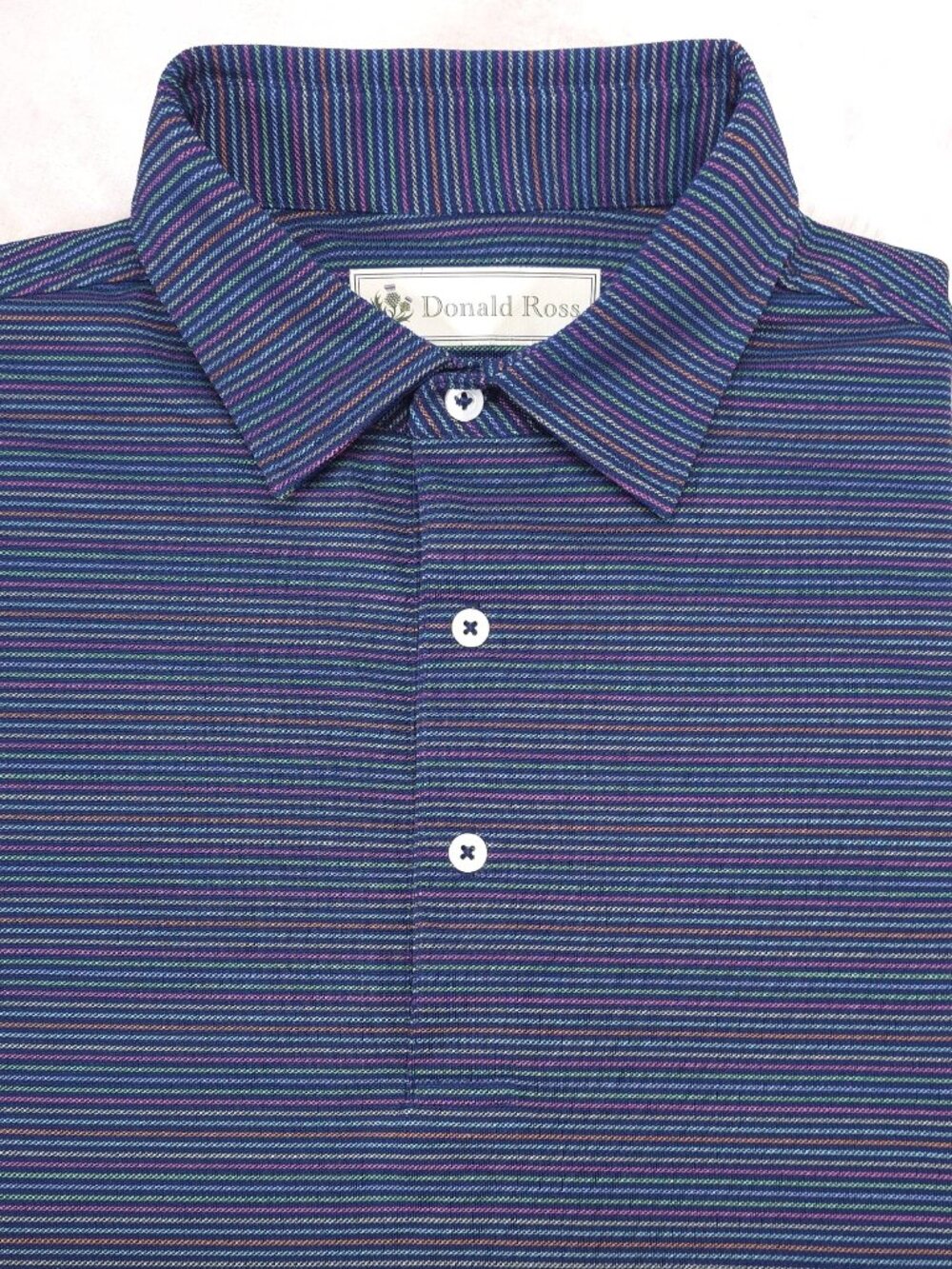 Donald Ross Polo Shirt Mens M Striped Performance Golf Shirt